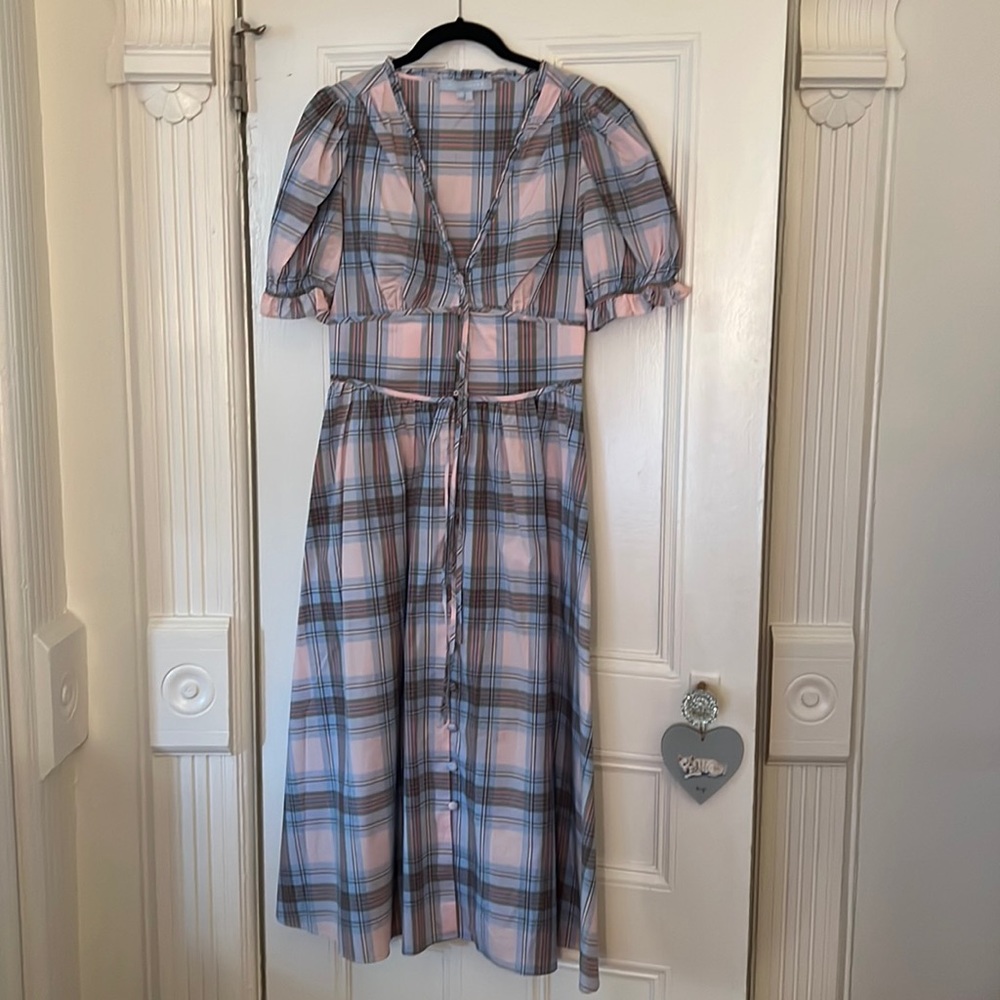 NWOT hill house Sabrina dress in spring plaid size small, never worn or washed